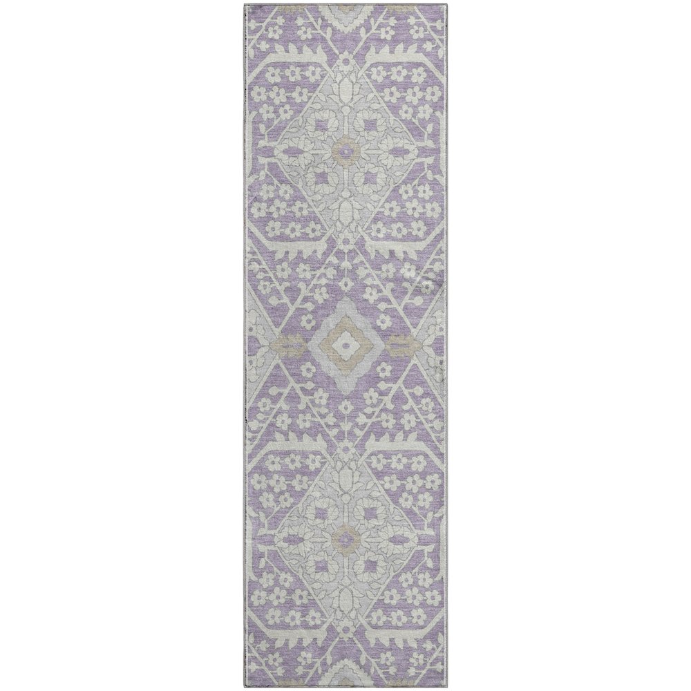 Premium Machine Washable Mayfield AMF863 Lavender 2'3" x 7'6" Runner Rug. Picture 1