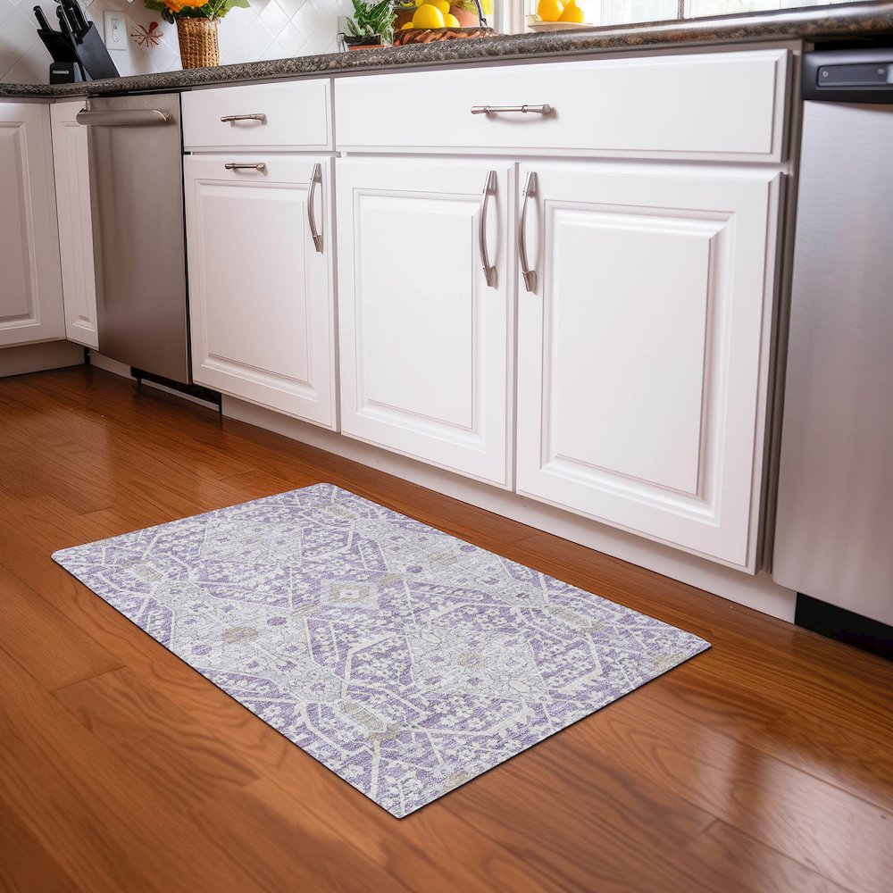 Premium Machine Washable Mayfield AMF863 Lavender 1'8" x 2'6" Rug. Picture 5