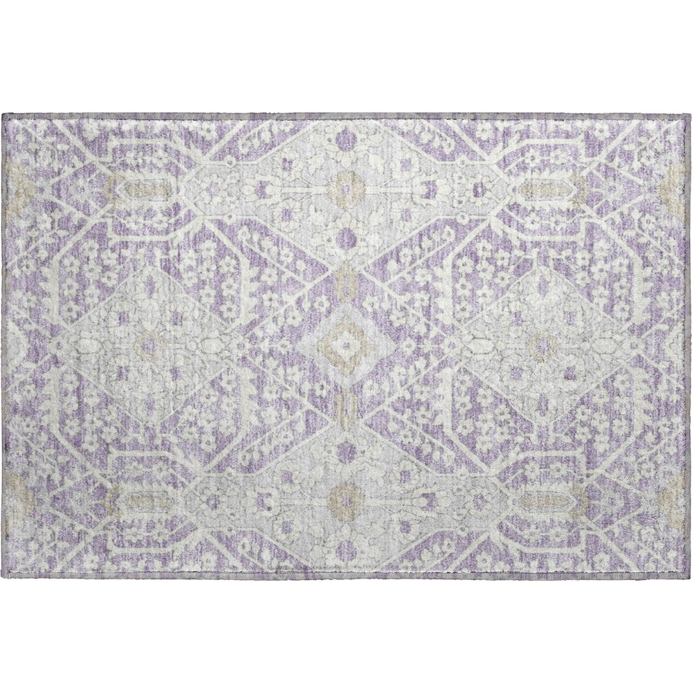 Premium Machine Washable Mayfield AMF863 Lavender 1'8" x 2'6" Rug. Picture 1