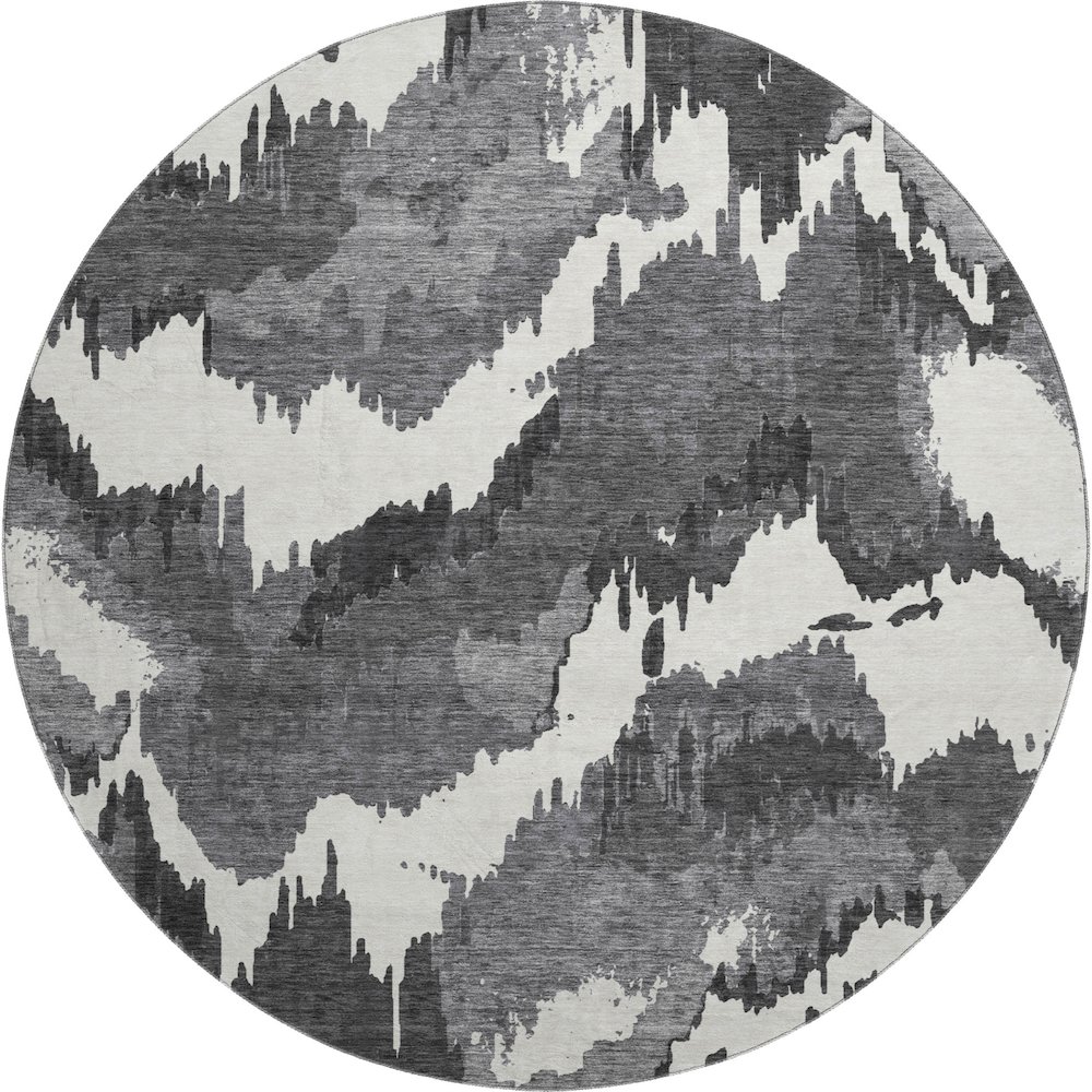 Premium Machine Washable Mayfield AMF865 Black 8' x 8' Round Rug. Picture 1