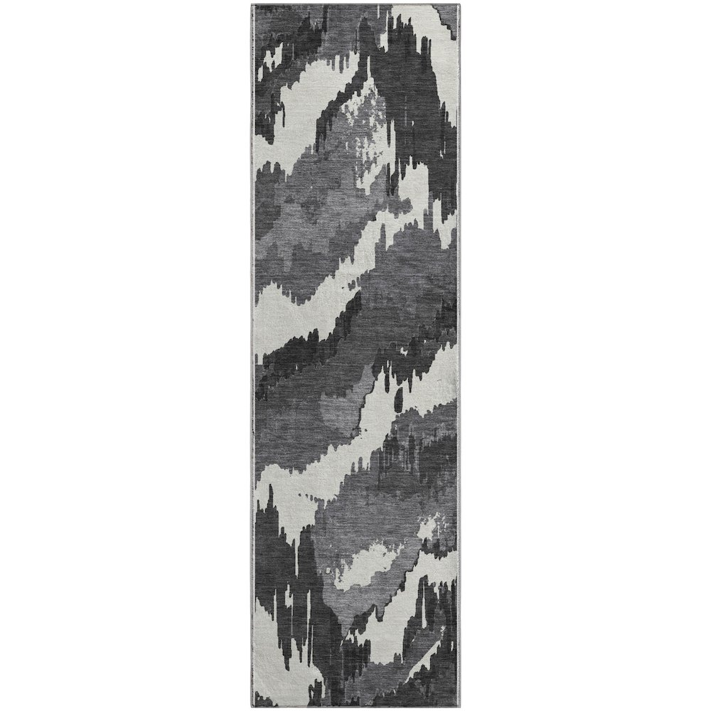Premium Machine Washable Mayfield AMF865 Black 2'3" x 7'6" Runner Rug. Picture 1