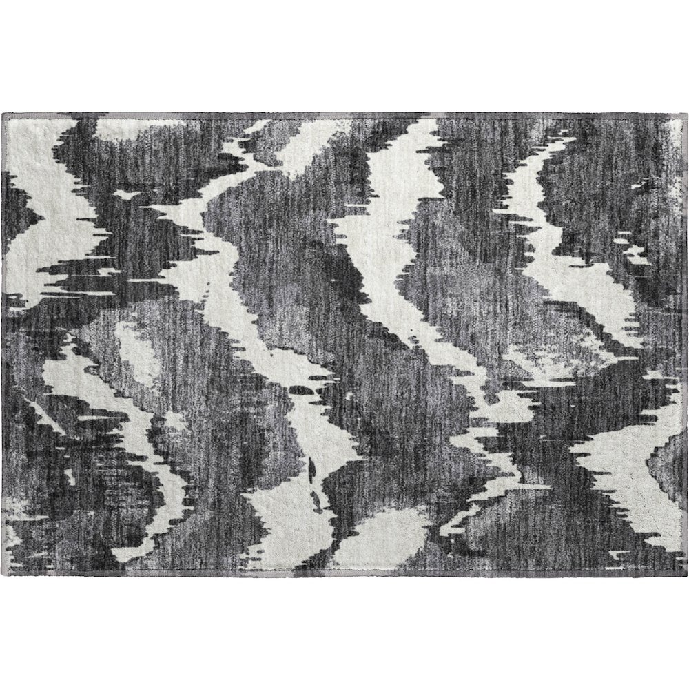Premium Machine Washable Mayfield AMF865 Black 1'8" x 2'6" Rug. Picture 1