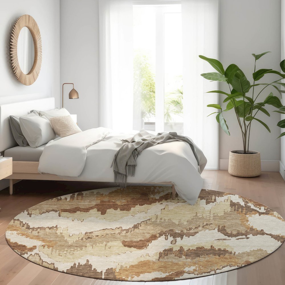 Premium Machine Washable Mayfield AMF865 Chocolate 8' x 8' Round Rug. Picture 5