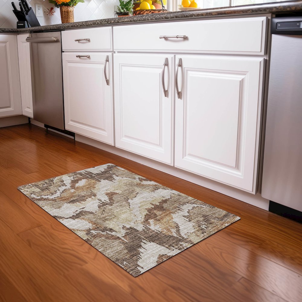 Premium Machine Washable Mayfield AMF865 Chocolate 1'8" x 2'6" Rug. Picture 5