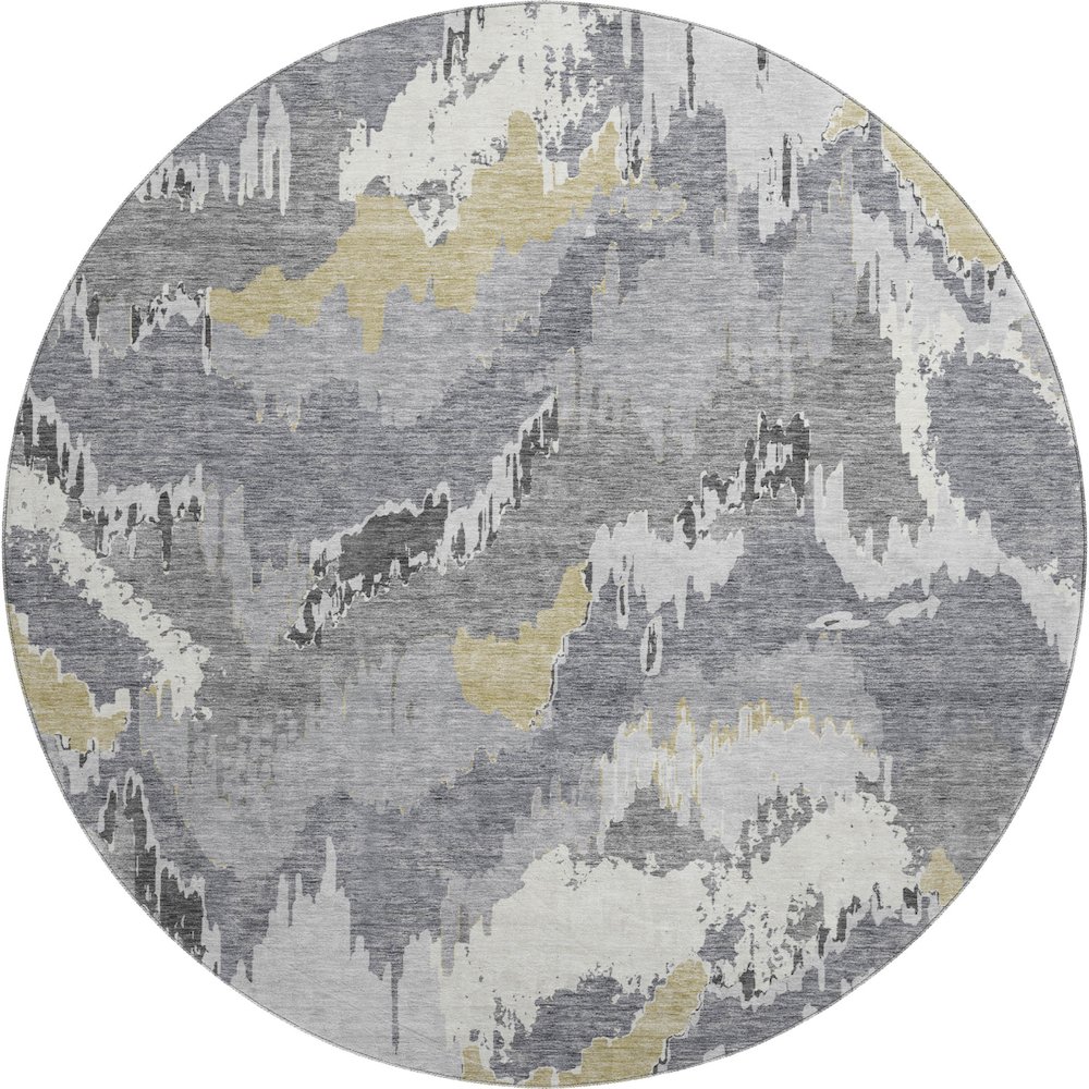 Premium Machine Washable Mayfield AMF865 Gray 8' x 8' Round Rug. Picture 1