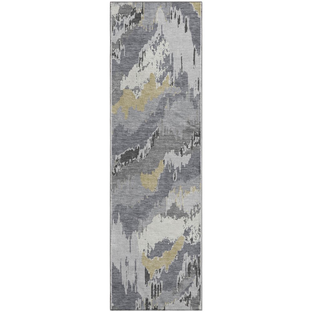 Premium Machine Washable Mayfield AMF865 Gray 2'3" x 7'6" Runner Rug. Picture 1
