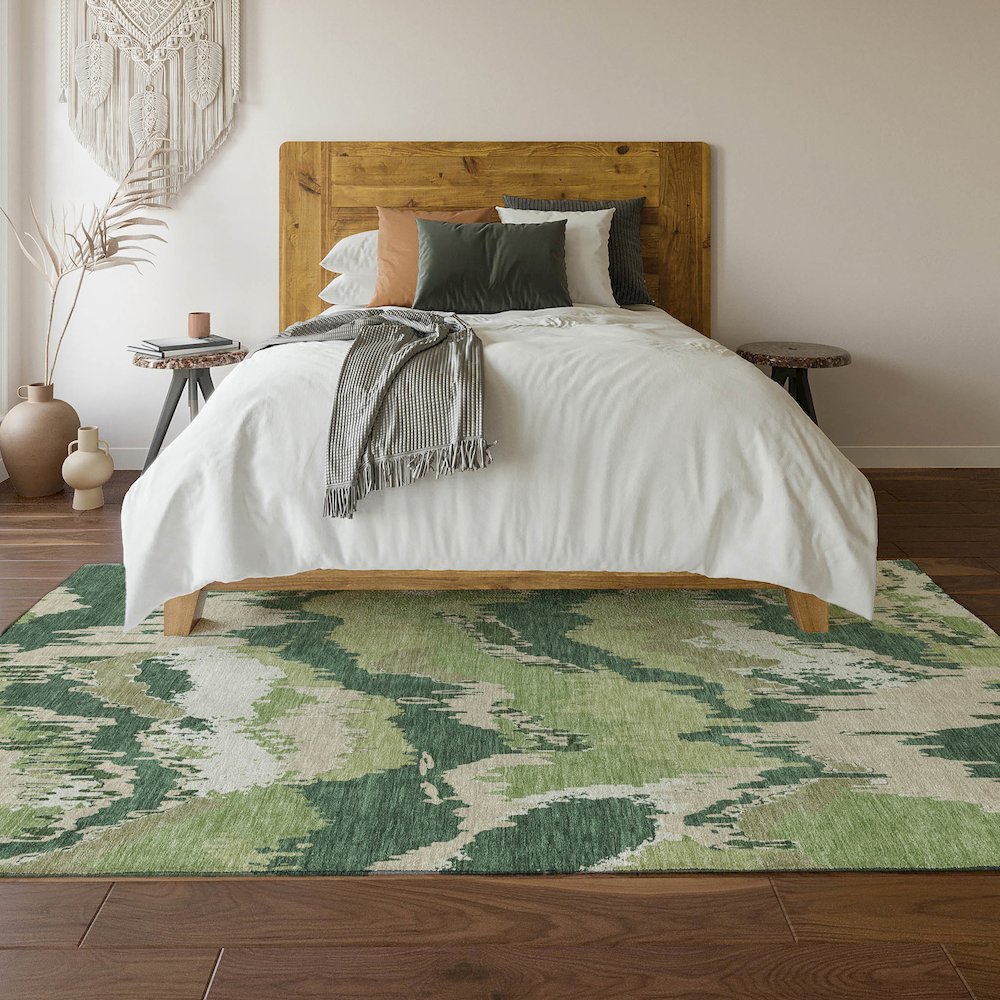 Premium Machine Washable Mayfield AMF865 Green 2'6" x 3'10" Rug. Picture 6