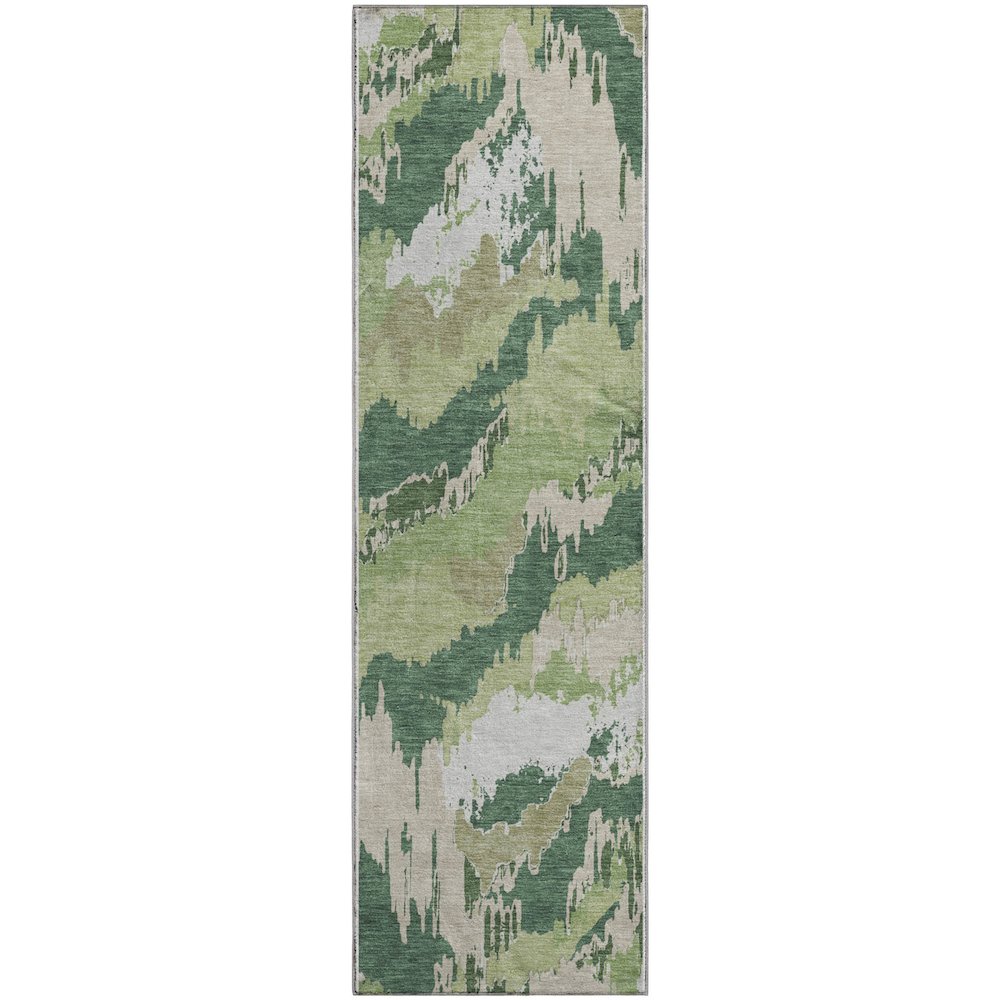 Premium Machine Washable Mayfield AMF865 Green 2'3" x 7'6" Runner Rug. Picture 1