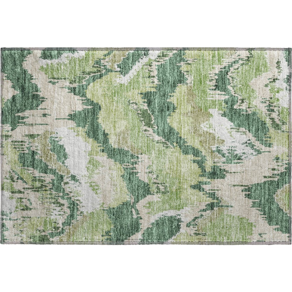 Premium Machine Washable Mayfield AMF865 Green 1'8" x 2'6" Rug. Picture 1