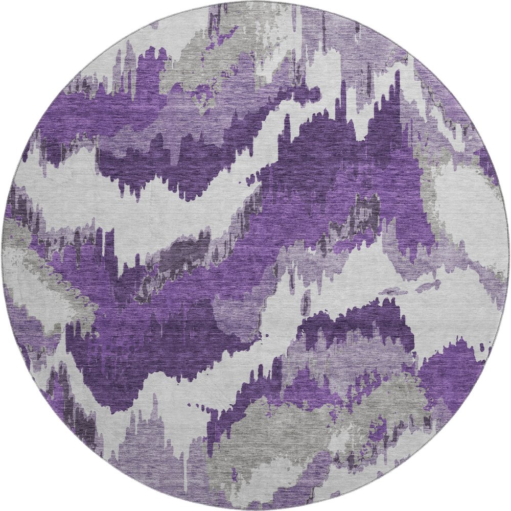 Premium Machine Washable Mayfield AMF865 Purple 8' x 8' Round Rug. Picture 1