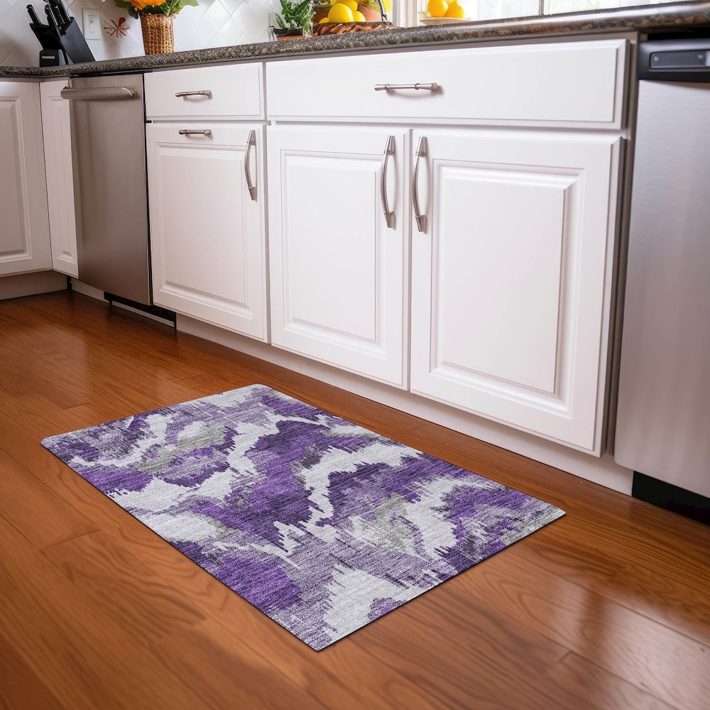 Premium Machine Washable Mayfield AMF865 Purple 1'8" x 2'6" Rug. Picture 5