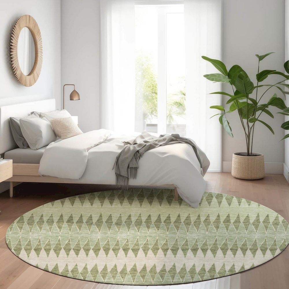 Premium Machine Washable Mayfield AMF867 Aloe 8' x 8' Round Rug. Picture 5
