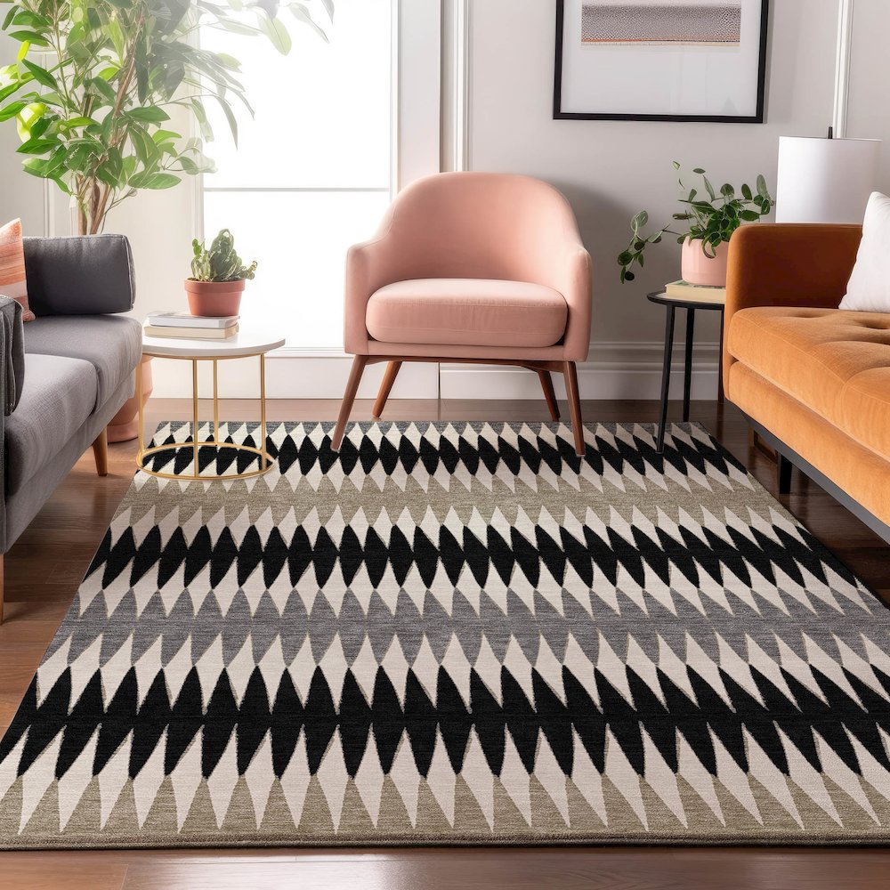 Premium Machine Washable Mayfield AMF867 Black 2'6" x 3'10" Rug. Picture 5