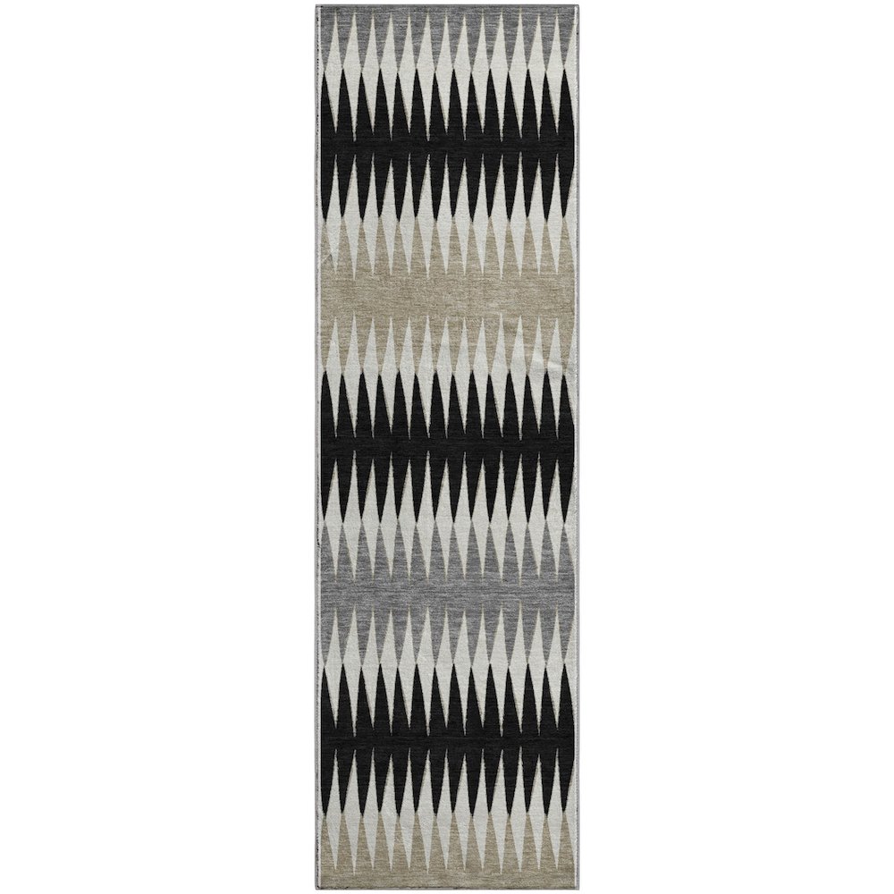 Premium Machine Washable Mayfield AMF867 Black 2'3" x 7'6" Runner Rug. Picture 1
