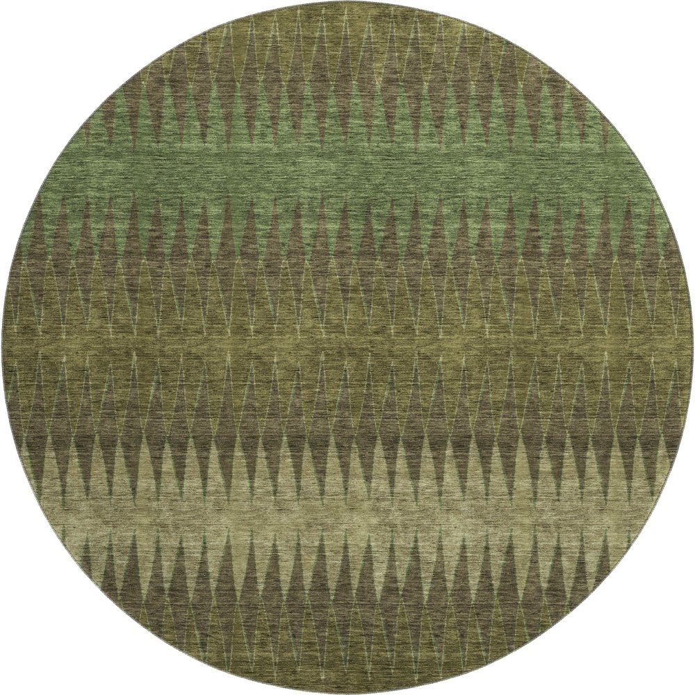 Premium Machine Washable Mayfield AMF867 Olive 8' x 8' Round Rug. Picture 1