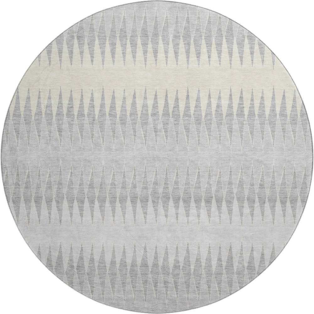 Premium Machine Washable Mayfield AMF867 Silver 8' x 8' Round Rug. Picture 1
