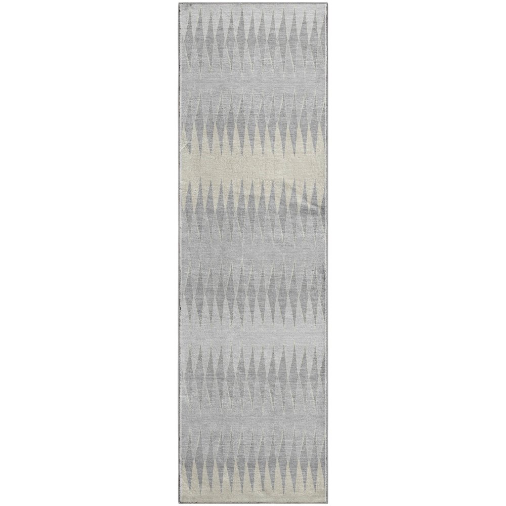 Premium Machine Washable Mayfield AMF867 Silver 2'3" x 7'6" Runner Rug. Picture 1