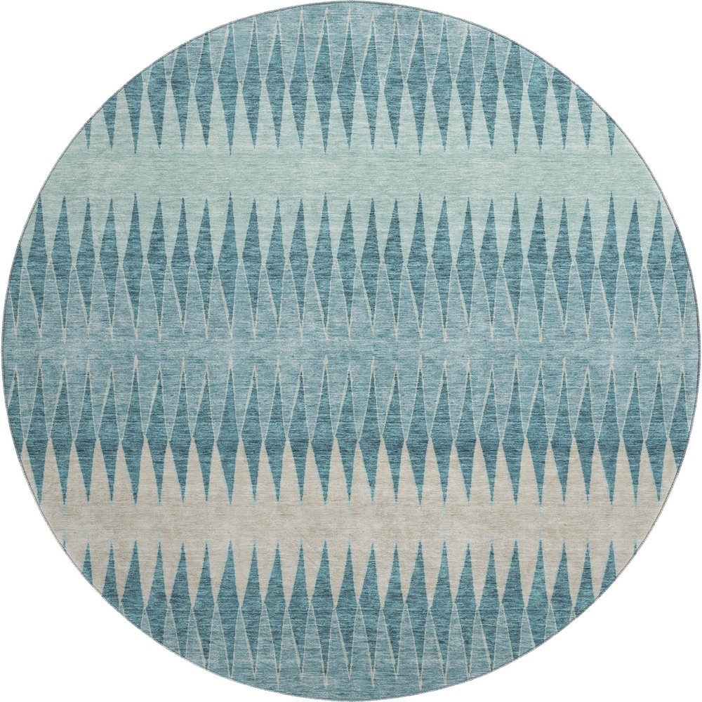 Premium Machine Washable Mayfield AMF867 Teal 8' x 8' Round Rug. Picture 1