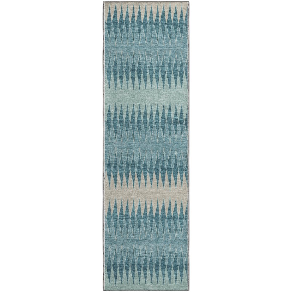 Premium Machine Washable Mayfield AMF867 Teal 2'3" x 7'6" Runner Rug. Picture 1