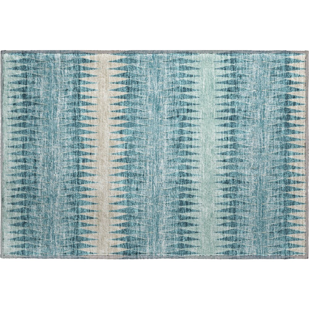 Premium Machine Washable Mayfield AMF867 Teal 1'8" x 2'6" Rug. Picture 1