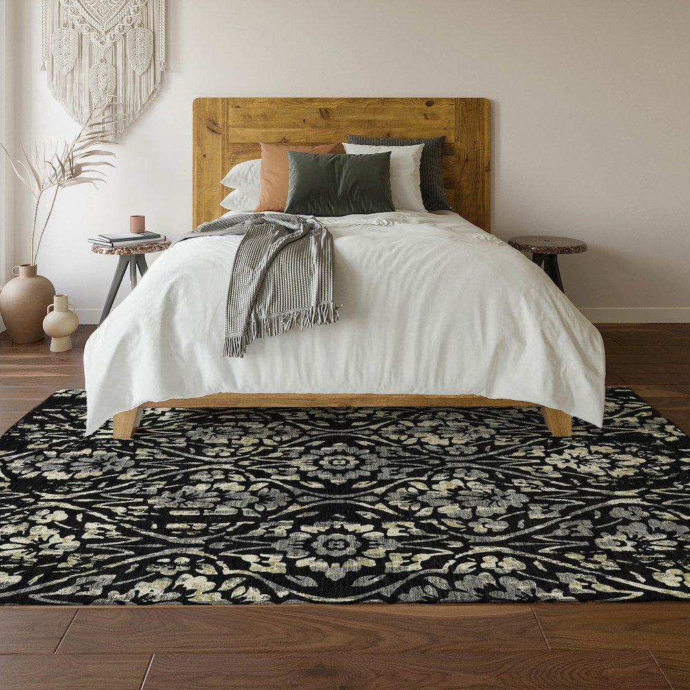 Premium Machine Washable Mayfield AMF868 Black 2'6" x 3'10" Rug. Picture 6