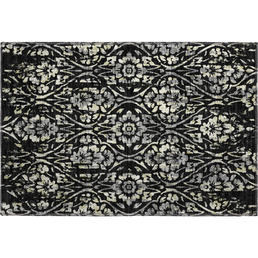 Premium Machine Washable Mayfield AMF868 Black 1'8" x 2'6" Rug. Picture 1