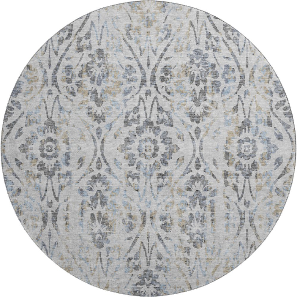 Premium Machine Washable Mayfield AMF868 Gray 8' x 8' Round Rug. Picture 1