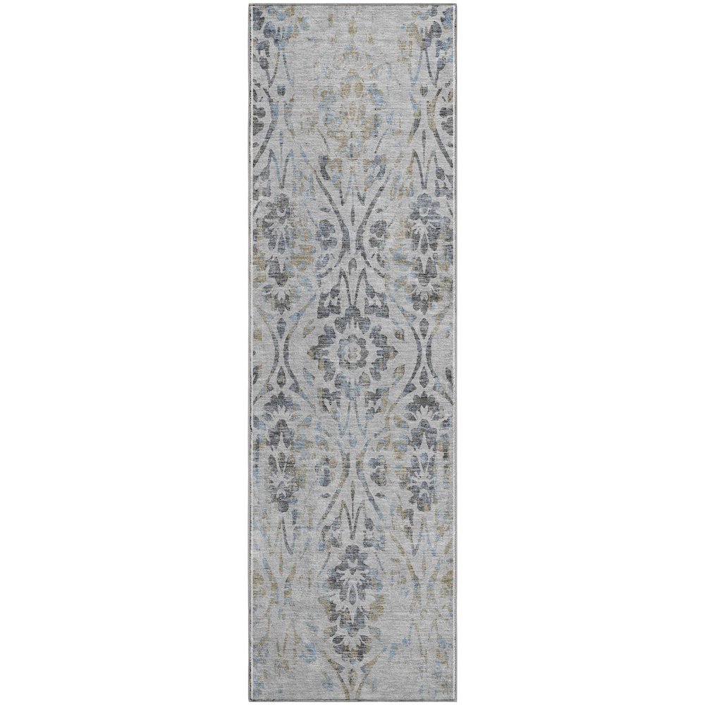 Premium Machine Washable Mayfield AMF868 Gray 2'3" x 7'6" Runner Rug. Picture 1