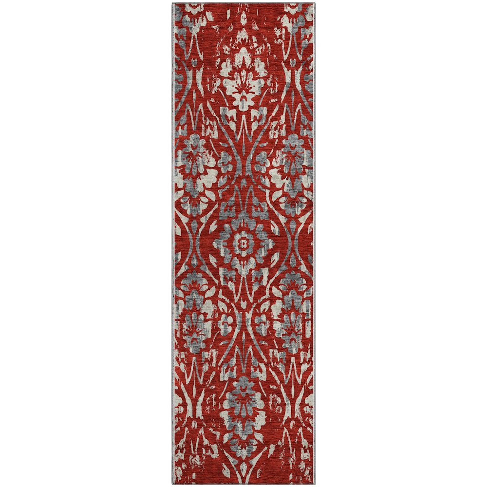 Premium Machine Washable Mayfield AMF868 Red 2'3" x 7'6" Runner Rug. Picture 1