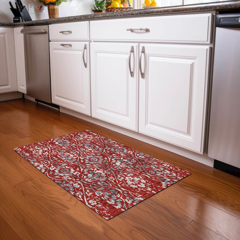 Premium Machine Washable Mayfield AMF868 Red 1'8" x 2'6" Rug. Picture 5
