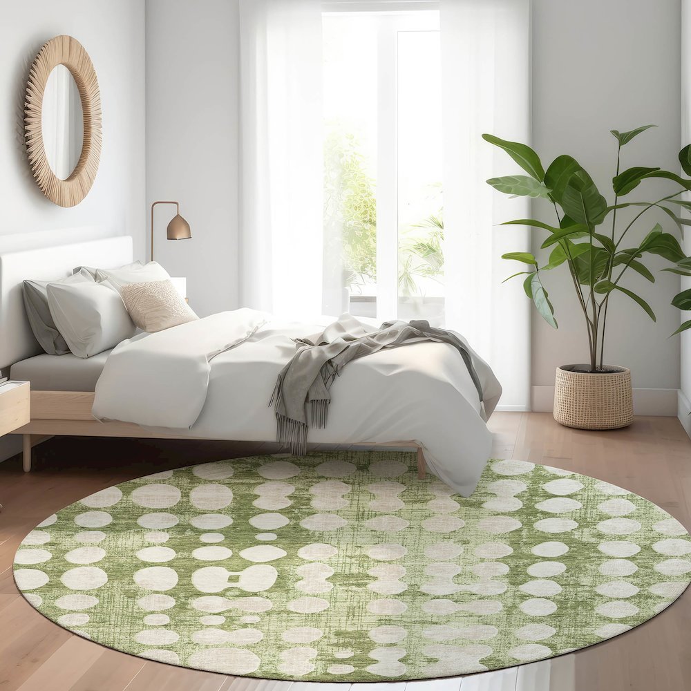 Premium Machine Washable Mayfield AMF869 Aloe 8' x 8' Round Rug. Picture 5