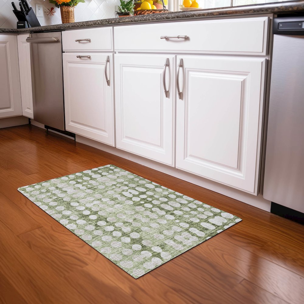 Premium Machine Washable Mayfield AMF869 Aloe 1'8" x 2'6" Rug. Picture 5