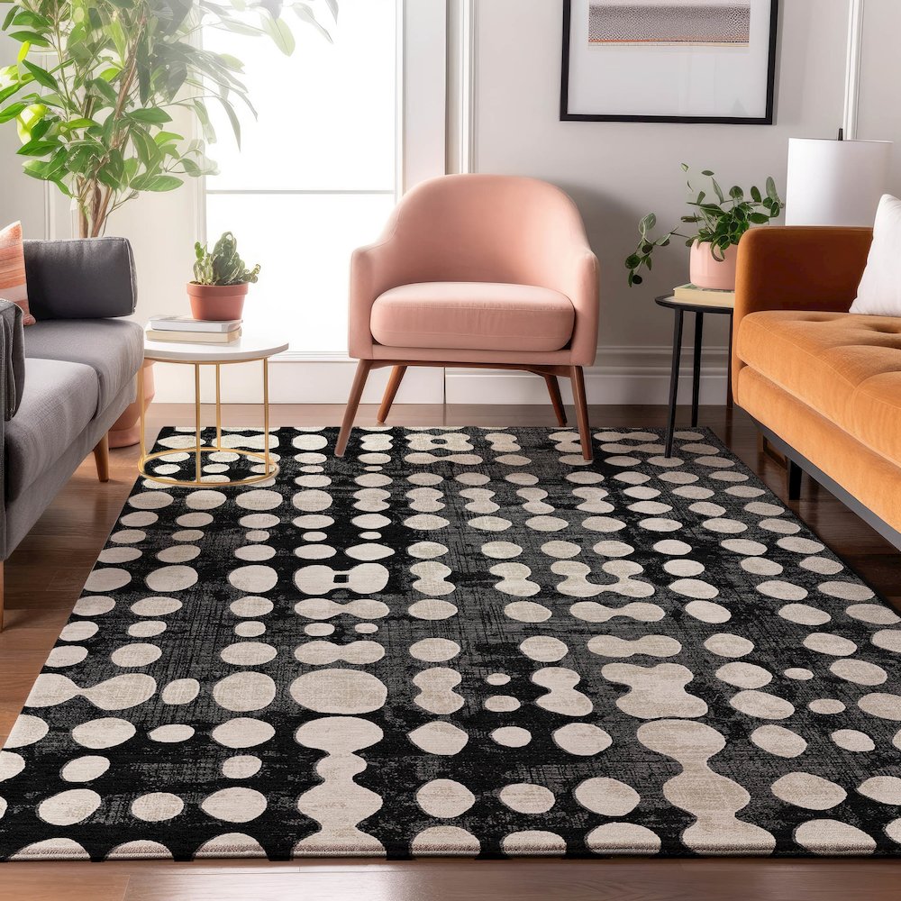 Premium Machine Washable Mayfield AMF869 Black 2'6" x 3'10" Rug. Picture 5