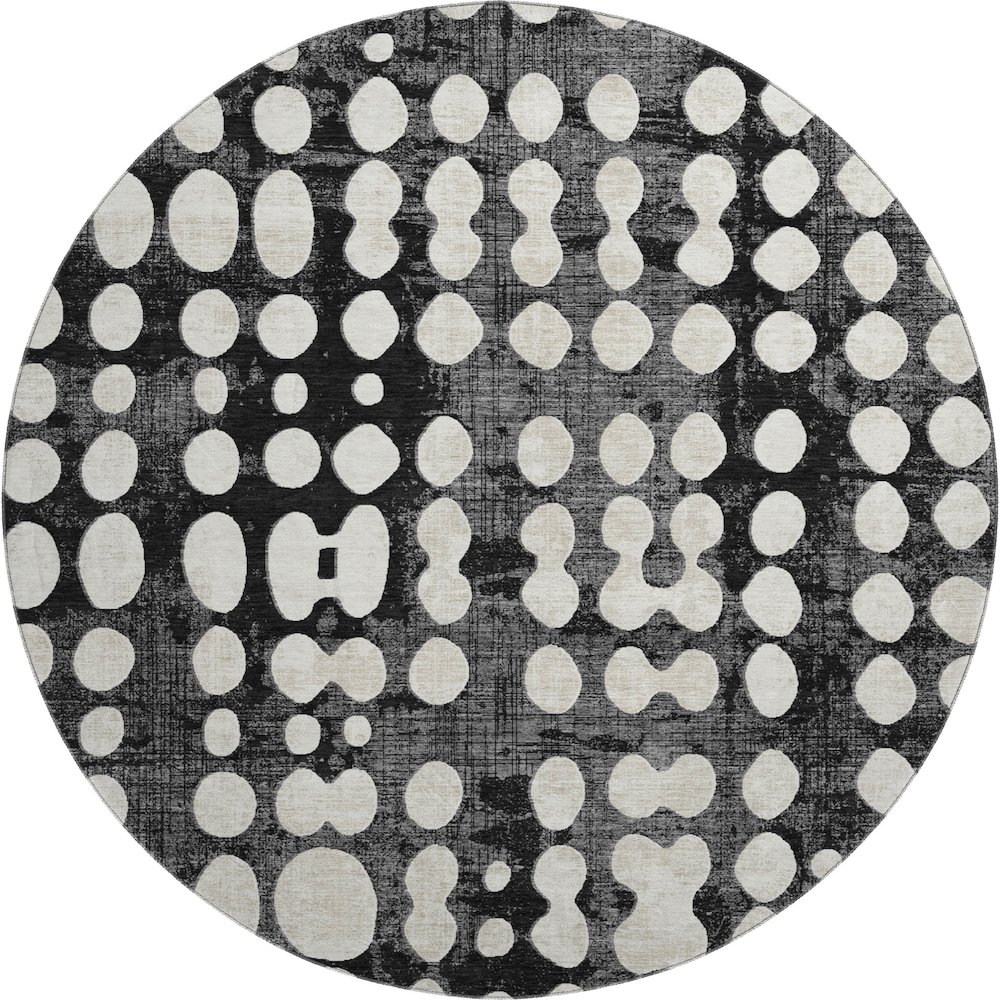 Premium Machine Washable Mayfield AMF869 Black 8' x 8' Round Rug. Picture 1