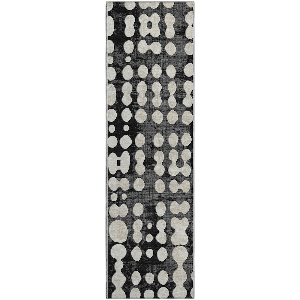 Premium Machine Washable Mayfield AMF869 Black 2'3" x 7'6" Runner Rug. Picture 1
