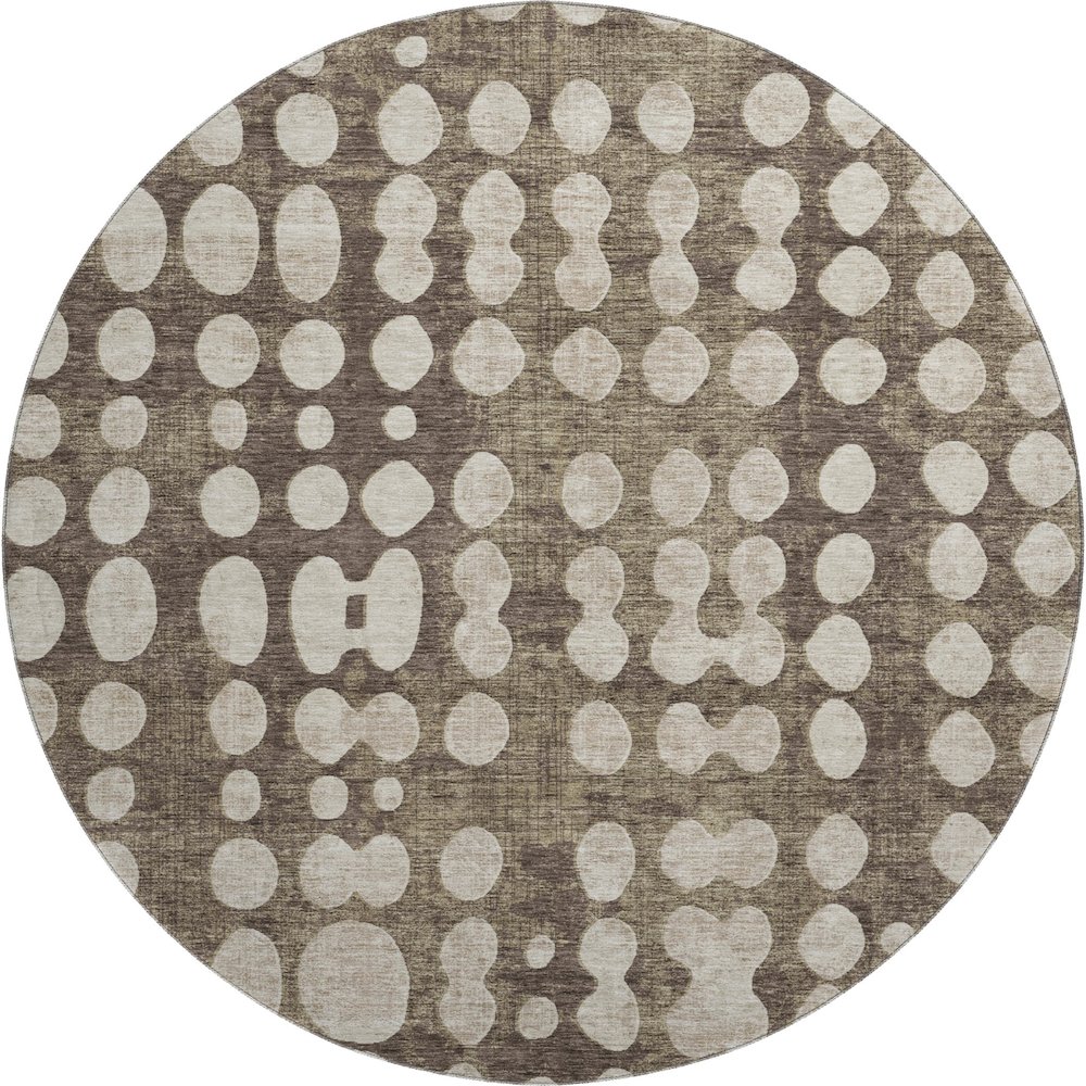 Premium Machine Washable Mayfield AMF869 Brown 8' x 8' Round Rug. Picture 1