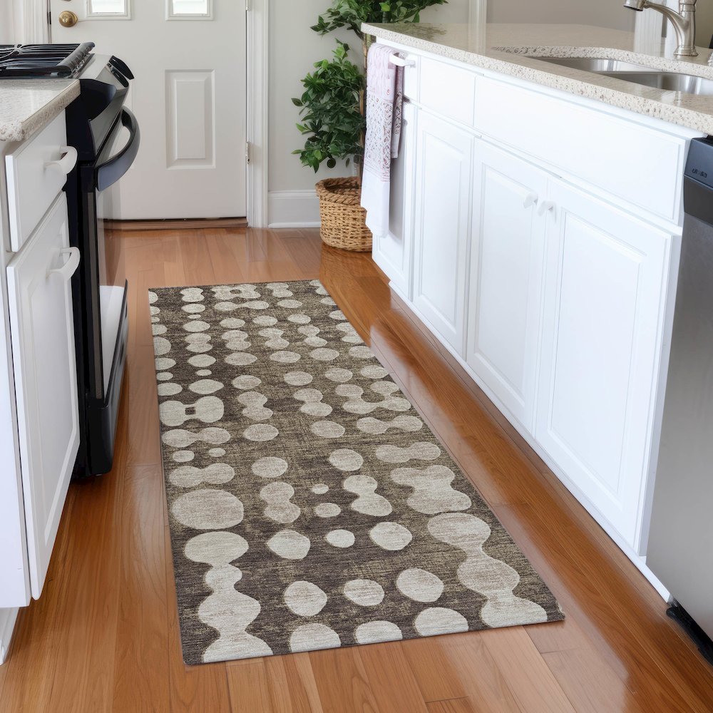 Premium Machine Washable Mayfield AMF869 Brown 2'3" x 7'6" Runner Rug. Picture 5