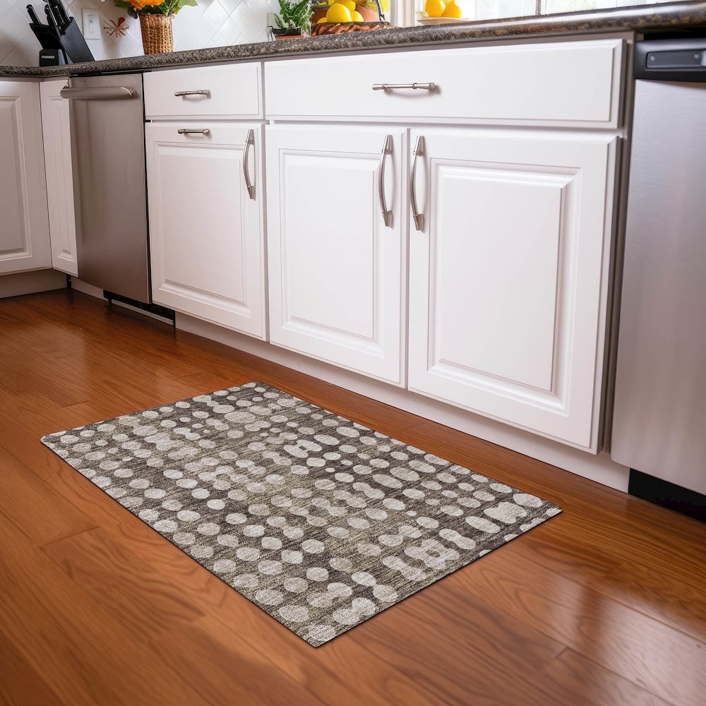 Premium Machine Washable Mayfield AMF869 Brown 1'8" x 2'6" Rug. Picture 5