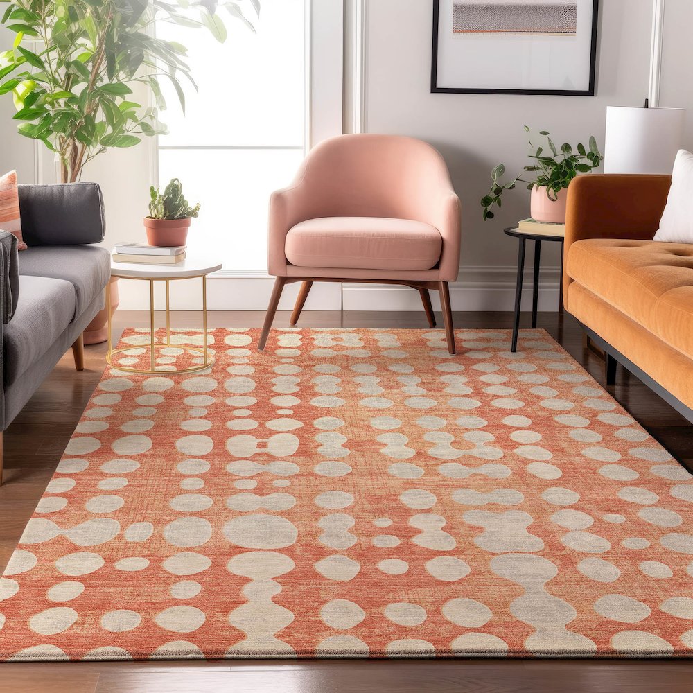 Premium Machine Washable Mayfield AMF869 Coral 2'6" x 3'10" Rug. Picture 5
