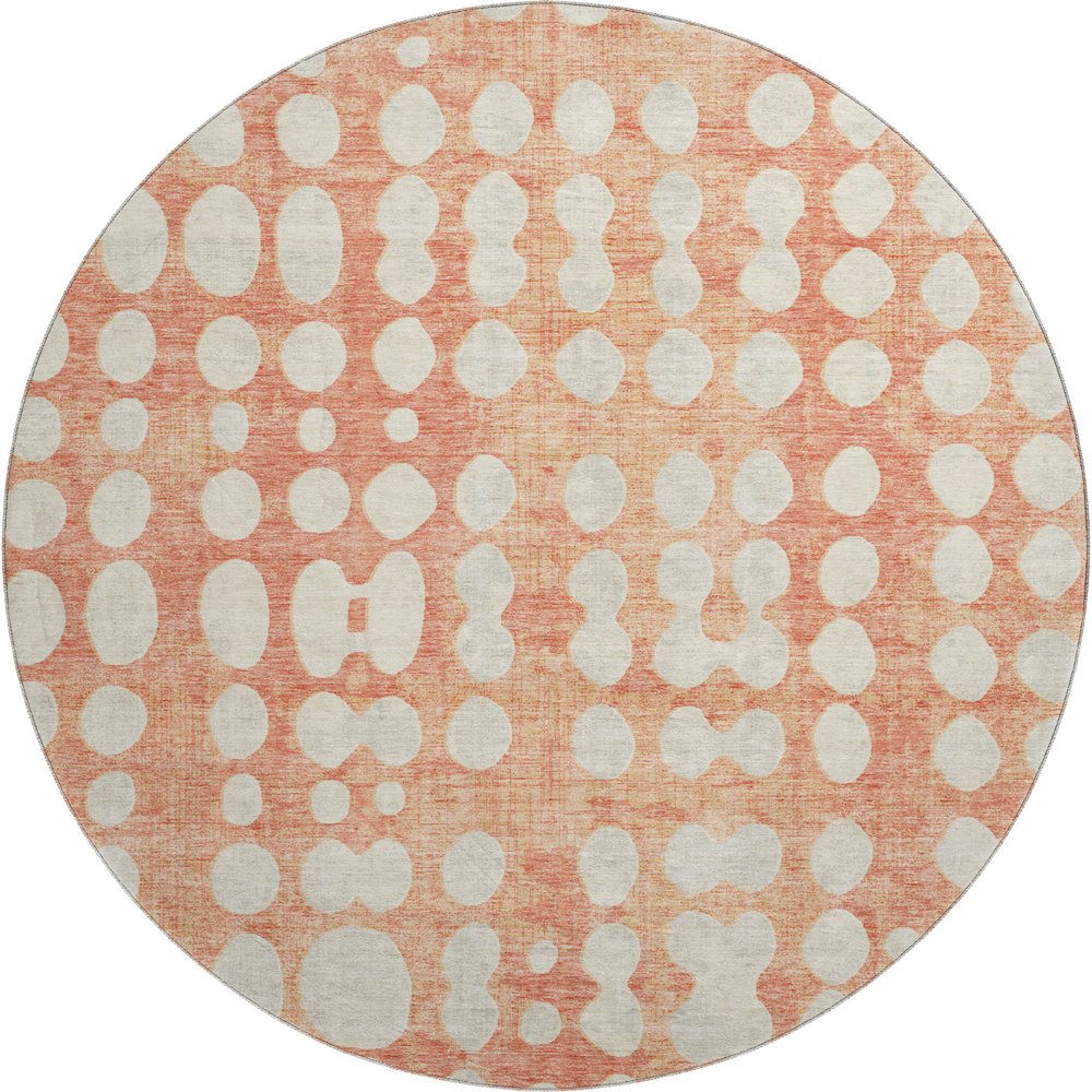 Premium Machine Washable Mayfield AMF869 Coral 8' x 8' Round Rug. Picture 1