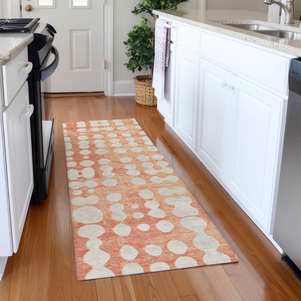 Premium Machine Washable Mayfield AMF869 Coral 2'3" x 7'6" Runner Rug. Picture 5