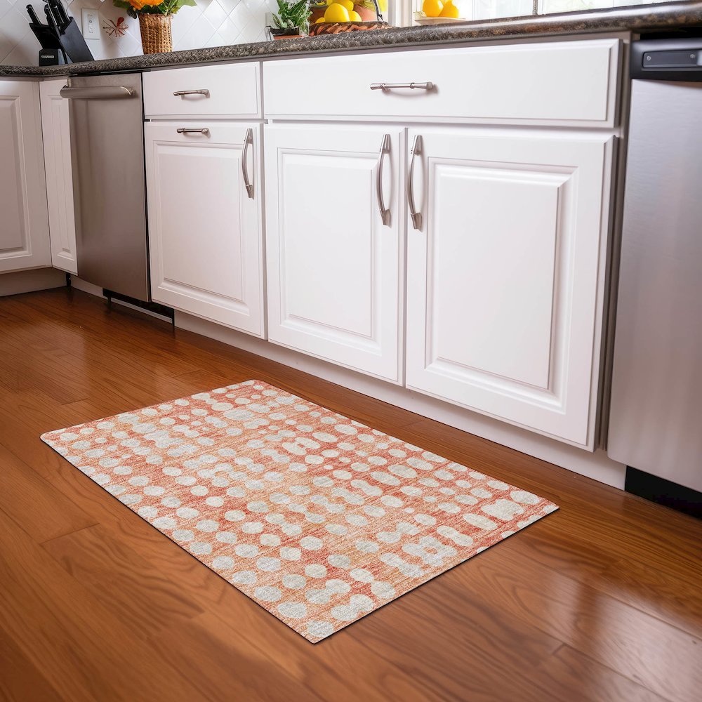 Premium Machine Washable Mayfield AMF869 Coral 1'8" x 2'6" Rug. Picture 5