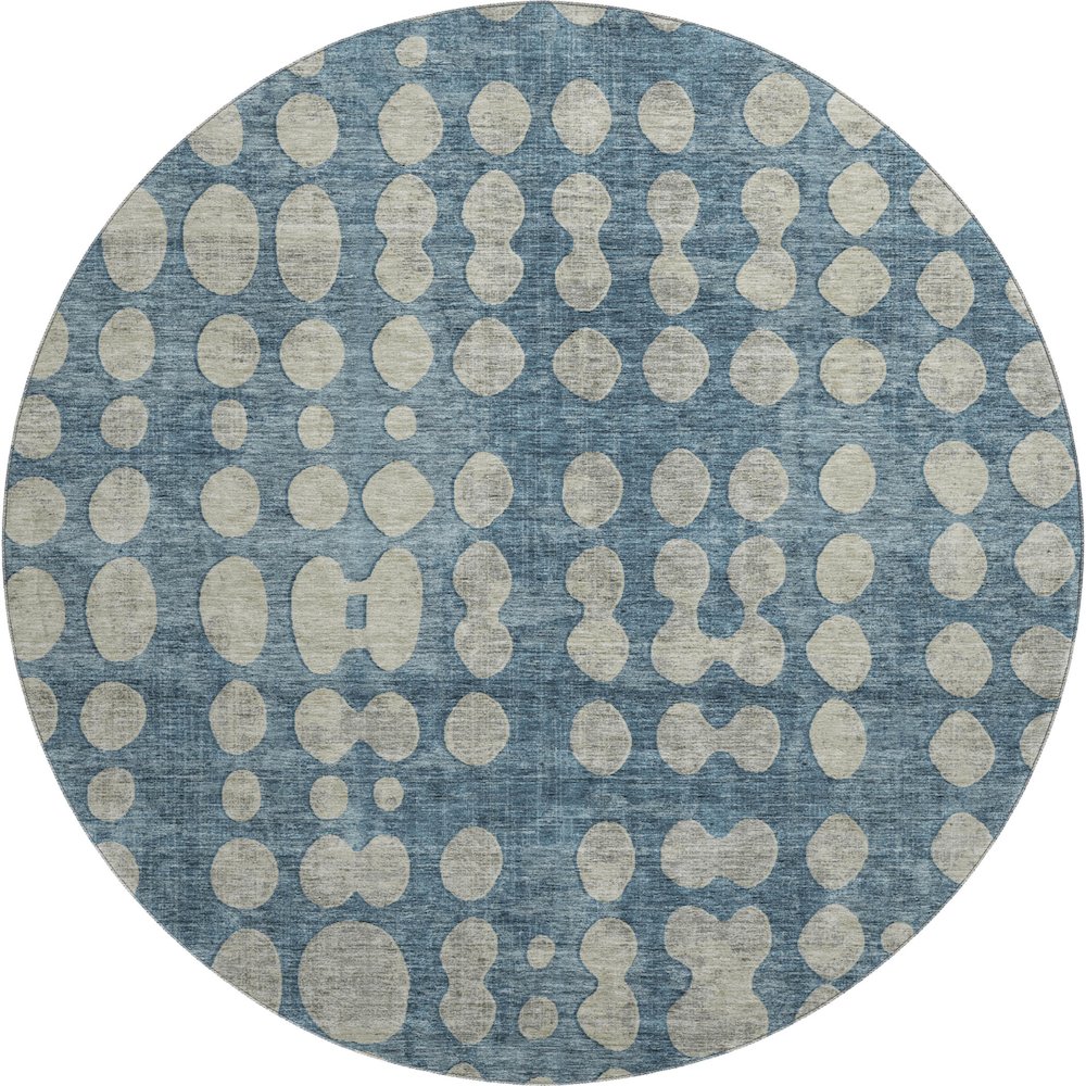 Premium Machine Washable Mayfield AMF869 Denim 8' x 8' Round Rug. Picture 1