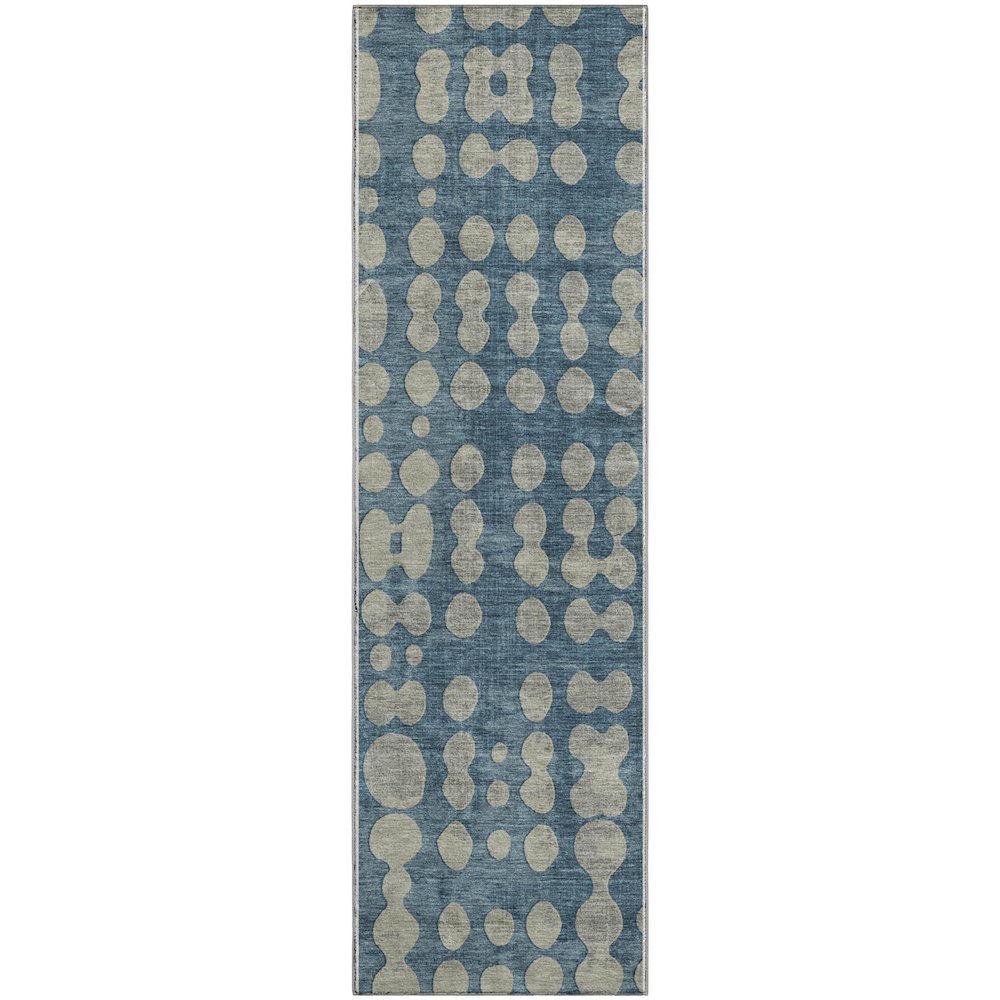 Premium Machine Washable Mayfield AMF869 Denim 2'3" x 7'6" Runner Rug. Picture 1