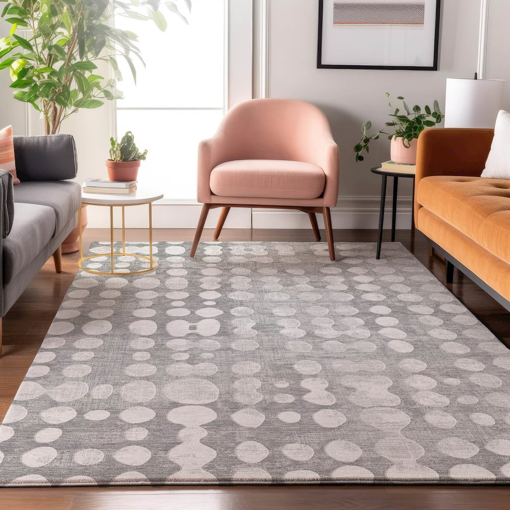 Premium Machine Washable Mayfield AMF869 Gray 2'6" x 3'10" Rug. Picture 5