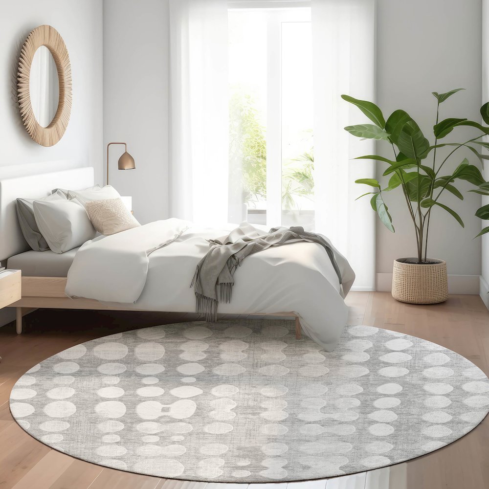Premium Machine Washable Mayfield AMF869 Gray 8' x 8' Round Rug. Picture 5