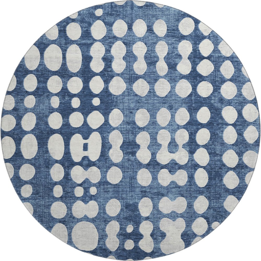Premium Machine Washable Mayfield AMF869 Navy 8' x 8' Round Rug. Picture 1