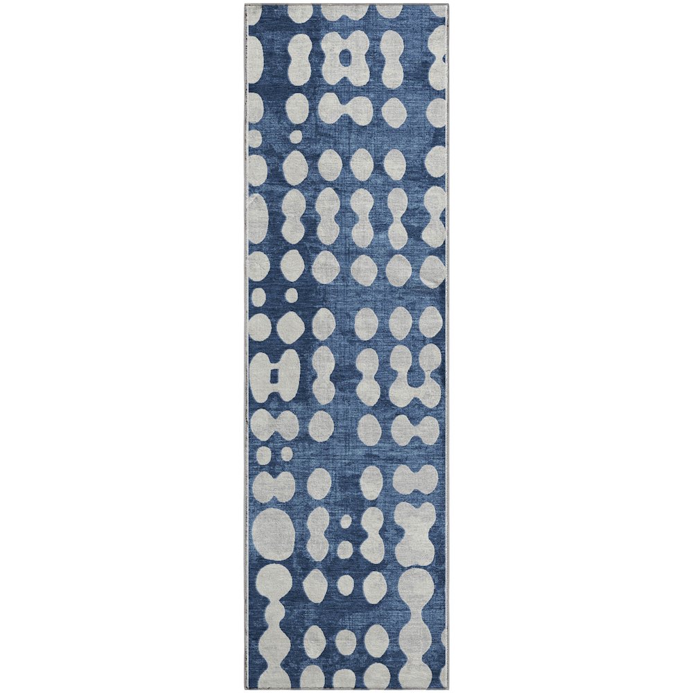 Premium Machine Washable Mayfield AMF869 Navy 2'3" x 7'6" Runner Rug. Picture 1
