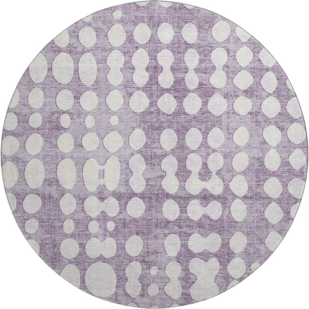 Premium Machine Washable Mayfield AMF869 Purple 8' x 8' Round Rug. Picture 1