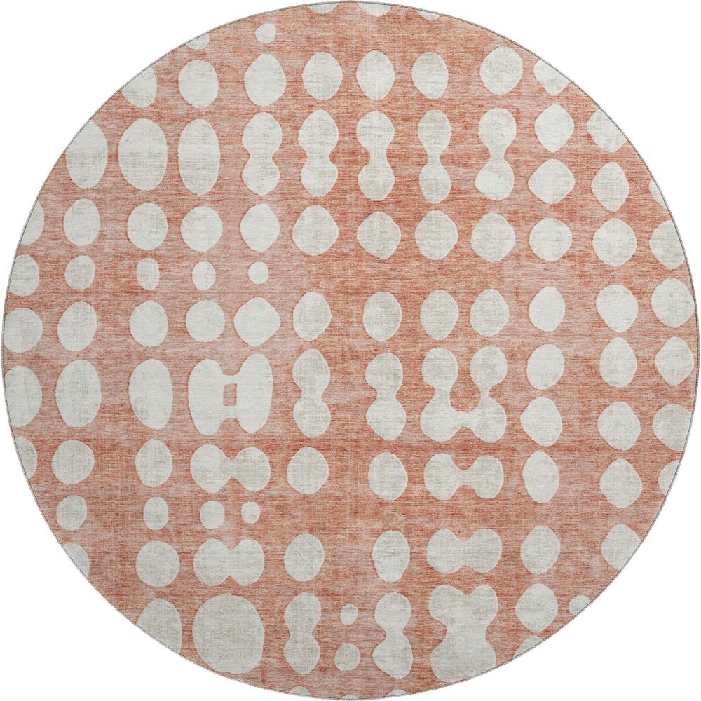 Premium Machine Washable Mayfield AMF869 Salmon 8' x 8' Round Rug. Picture 1